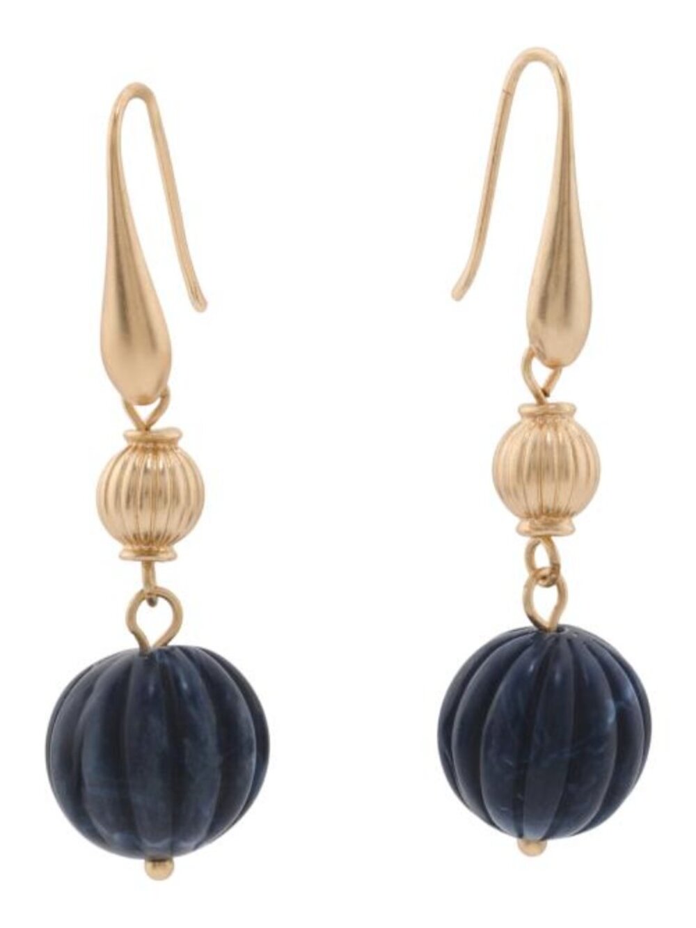 PATRICIA NASH Gold And Blue Scalloped Bead Drop Earrings